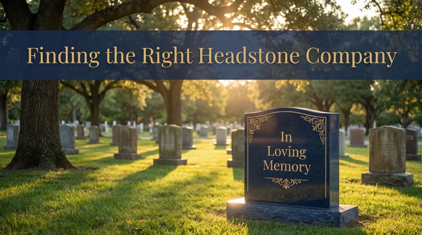 Custom granite headstone being designed by a professional memorial company near Hudson Ohio