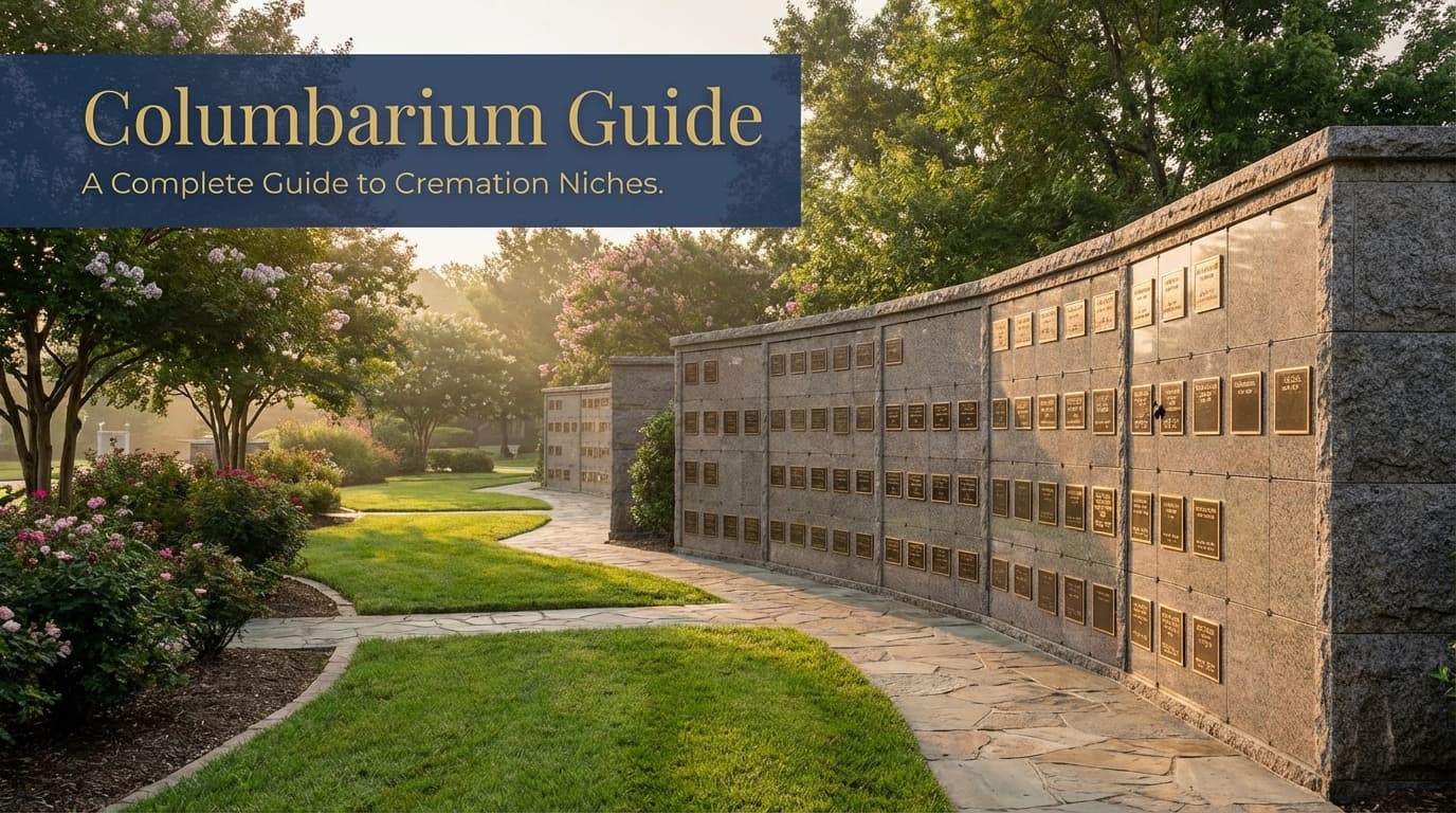Custom granite columbarium with cremation niches at an Ohio cemetery garden