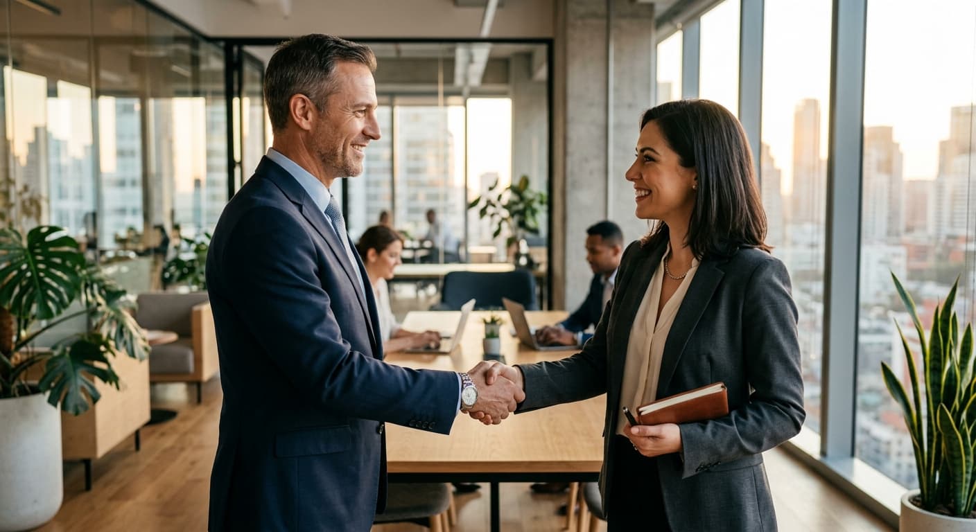 Business partnership handshake