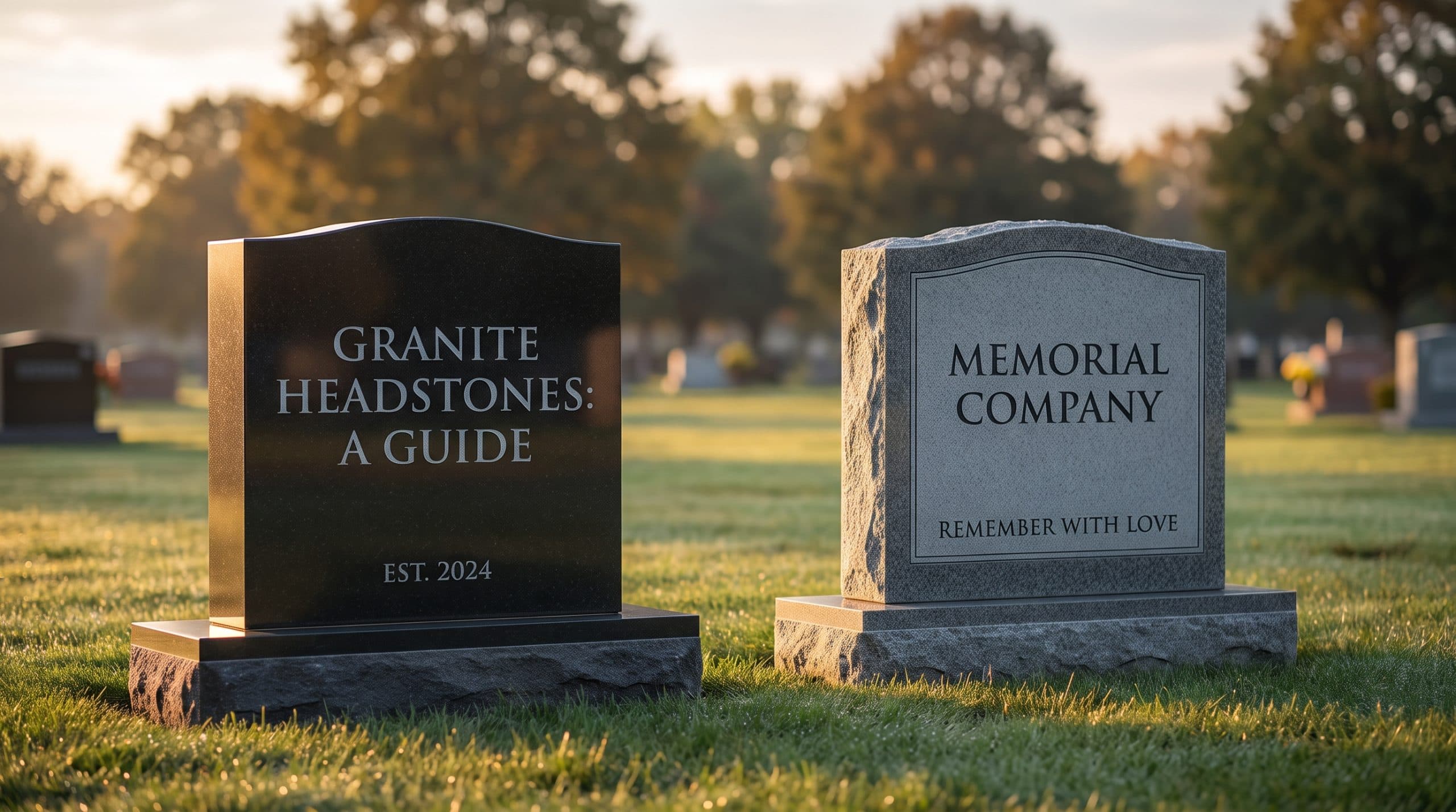 Elegant polished granite headstone in a Northeast Ohio cemetery, shown in gray and black granite with a crisp engraved inscription